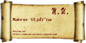 Mahrer Uljána névjegykártya